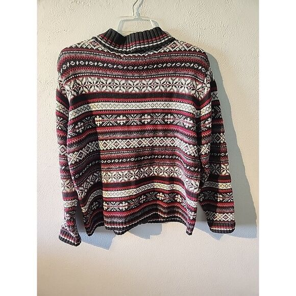 Tiara International Fair Isle cardigan Colorful Christmas Red Gray Zip Sz Medium - Picture 4 of 4